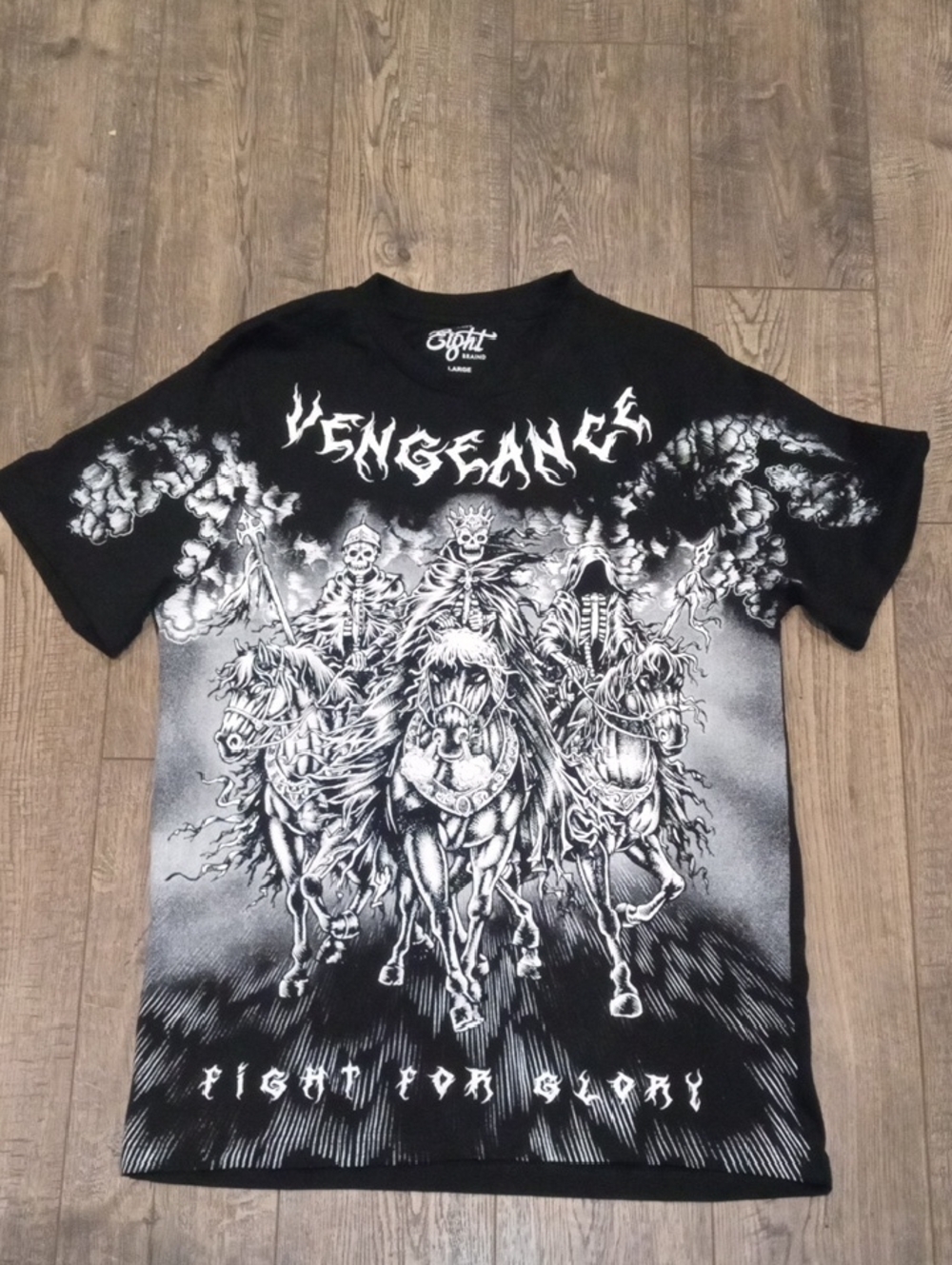 Black 'Vengeance' Graphic Short Sleeve Tee